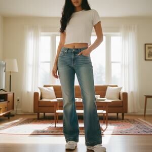 Vintage Gap Women's Y2K Long and Lean Boot Cut Low Mid Rise Faded Jeans- Size 10